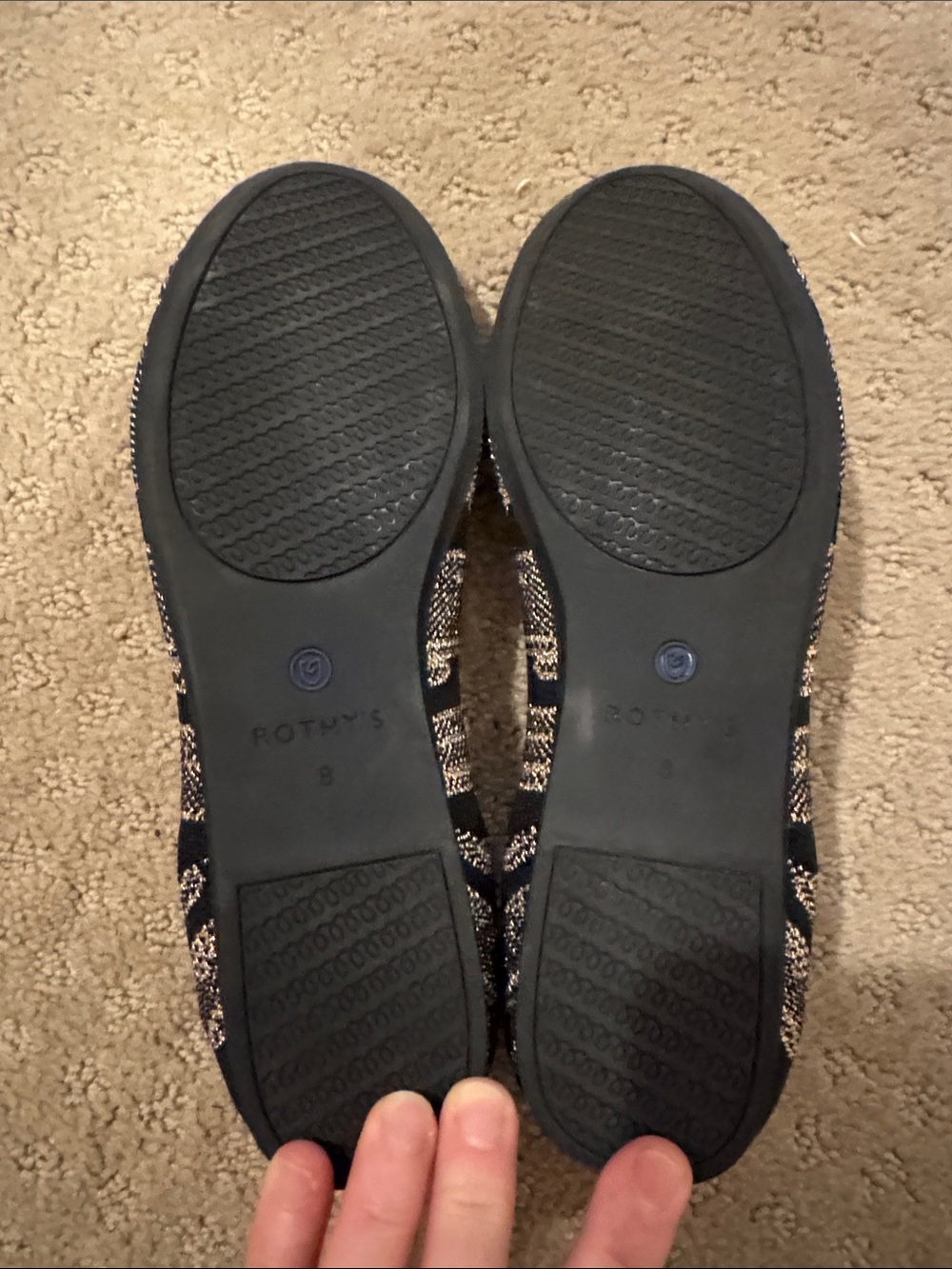 Rothy's Black Flats with Metallic Gold Knit Detail - Picture 8 of 8